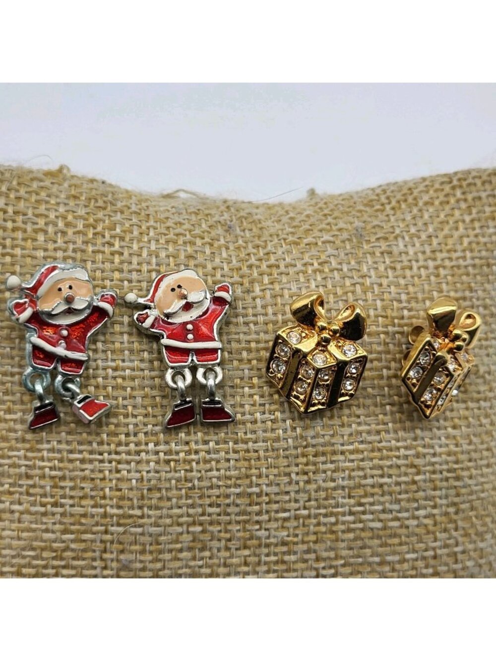Adorable Christmas Stud Earrings lot Santa Gift rhinestone enamel